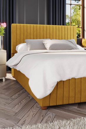 Laurence Llewelyn-Bowen Estella Ottoman Storage Bed in Plush Velvet Fabric, Custom Made in Mustard | Size: Small Double