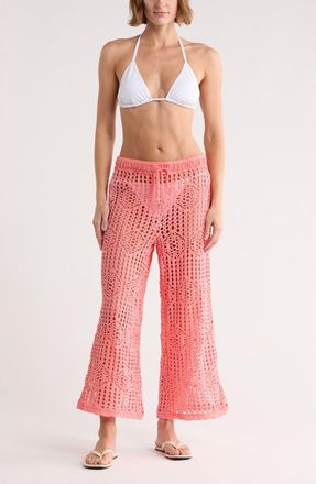 La Blanca Waverly Open Stitch Cotton Crop Cover-Up Pants in Coral Reef at Nordstrom Rack, Size X-Small