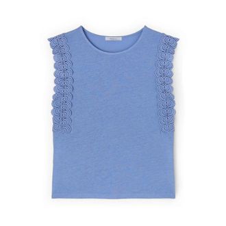 Motivi Dames, Tops, Blauw, Maat: XS Linnen