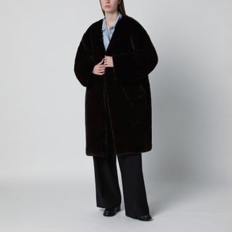 Frankie Shop Cappotto marrone in pelliccia sintetica