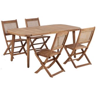 Beliani Conjunto De Jard&iacute;n De 4 Plazas Mesa De Exterior 180 X 90 Cm Sillas Plegables Paraggi