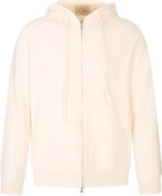 Montecore Hooded Zip Sweater - Heren - Vesten - Wit - M - Wol - Truien & Vesten