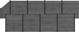 vidaXL Conjunto De Valla 9 Uds. 1484 X 186 Cm Wpc Y Aluminio Gris Vidaxl