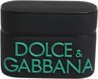 Dolce & Gabbana Black Orange Silicone Embossed Logo Airpods Case Pvc Polycarbonate Rubber Accessory