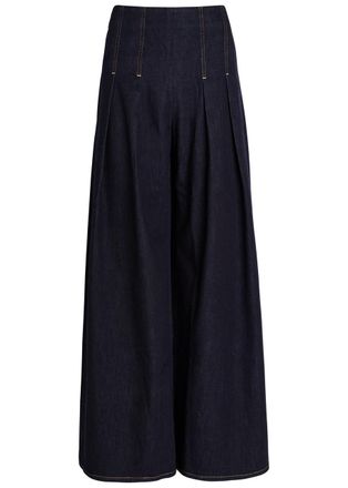 Alice & Olivia Henry Pleated Wide-leg Denim Trousers - 26 (W26 / UK8 / S)