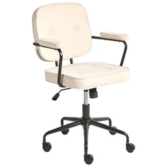 Beliani Silla De Oficina De Tela Patas Negras Giratorio Altura Ajustable Beige Claro Pawnee