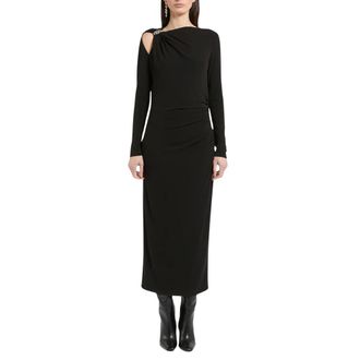 Marella Kleedjes, Dames, Zwart, M, Mllpatto Jurk met Asymmetrische Uitsnijding bij de Schouder