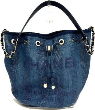 Chanel Pre-owned Fabric chanel-bags - Dames - Vintage Tas - Blauw - ONE Size - Leer - Vintage