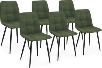 IDMarket Set Di 6 Sedie Da Pranzo Mila In Velluto Verde Cachi