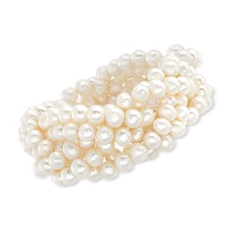 Ross-Simons 6-7mm Cultured Pearl Braided Stretch Bracelet