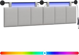 vidaXL Cabecero Colgante Con Luz Led Gris Nube Tela Vidaxl