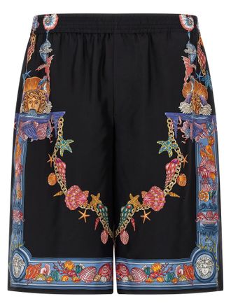 Versace coral Theatre Print Bermuda Shorts