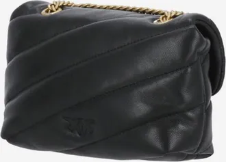 Pinko Womens Shoulder Bag Love Baby Puff Nappa Leather Black