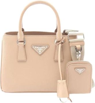 Prada Pre-owned Handbags, female, Beige, Size: ONE SIZE Pre-owned Saffiano Handbag