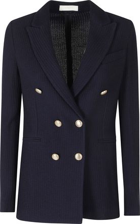 Circolo 1901 Blue Double-Breasted Wool-Blend Blazer