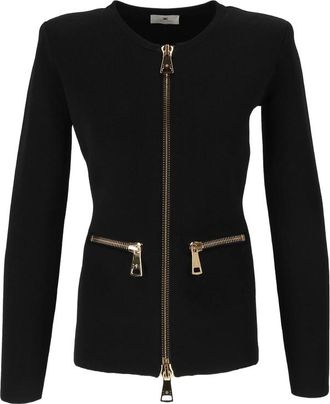 Elisabetta Franchi Cardigan In Knit-fabric With Zip