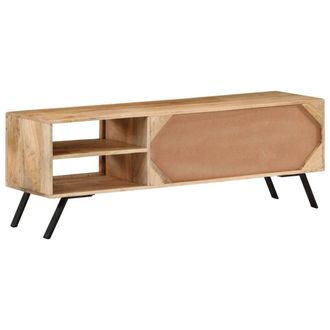 Berkfield Home TV Cabinet 110x30x40 cm Solid Mango Wood in Beige | Size: 110 x 30 x 40 cm