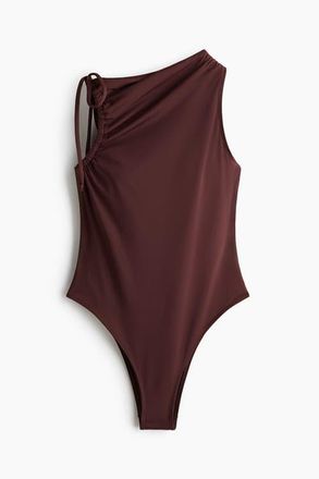 H&M Padded-cup High Leg Swimsuit in Dark Brown at Nordstrom, Size X-Large