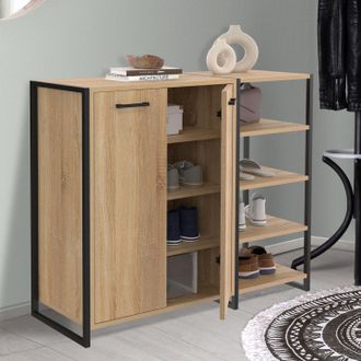 IDMarket Idmarket - Mueble Zapatero Luis 2 Puertas Con 4 Estantes 12 Pares Dise&ntilde;o Industrial