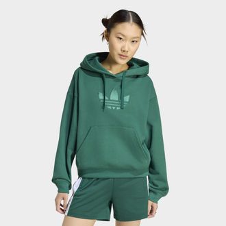 adidas Kapuzensweatshirt ADIDAS ORIGINALS TREFOIL HOODIE, Damen, Gr. XL, collegiate gr&uuml;n, Obermaterial: 100% Baumwolle, angesetztes B&uuml;ndchen, Sweatshirts Kap