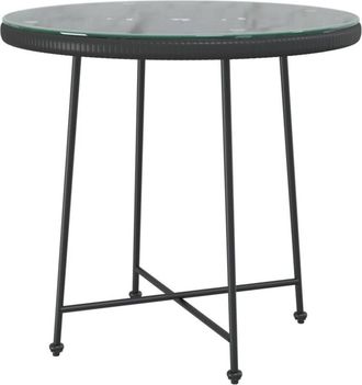 vidaXL Dining Table Black Ø80 cm Tempered Glass and Steel Vidaxl