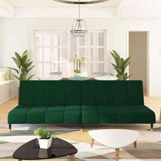 vidaXL Sof&aacute; Cama De 2 Plazas Terciopelo Verde Oscuro Vidaxl