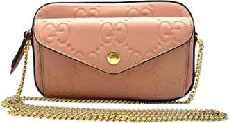 Gucci Pre-owned Cross Body Bags, female, Pink, Size: ONE SIZE Pre-owned Leather Cross Body Bag
