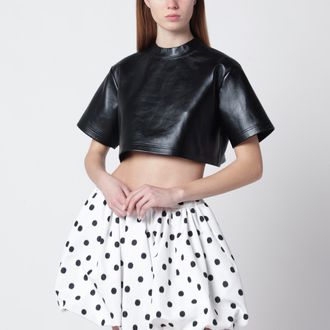 Balenciaga Top cropped nero in pelle