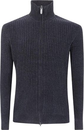 Roberto Ricci Design Velvet Rave Full Zip Knit - Heren - Vesten - Blauw - S - Truien & Vesten