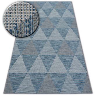 RugsX Rugsx - Alfombra De Cuerda Sisal Loft 21132 Tri&aacute;ngulos Marfil/plateado/azul Blue 200x290 Cm