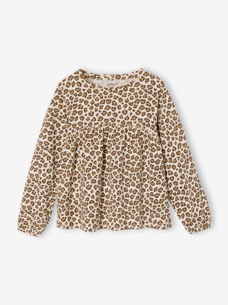 Vertbaudet M&auml;dchen Blusenshirt mit Print beige