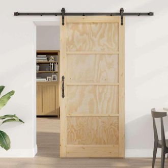 vidaXL Puerta Deslizante Otro Orkdal Natural Y Negro 93 X 202 Cm Vidaxl