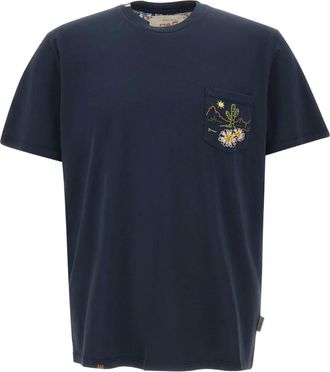 Bob embroidered-pocket T-shirt - BLU