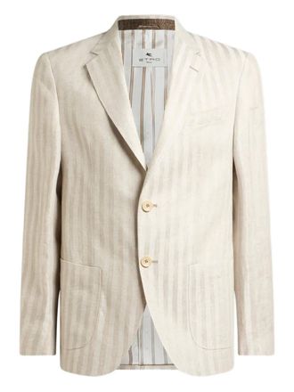 Etro striped single-breasted jacket - Neutrals