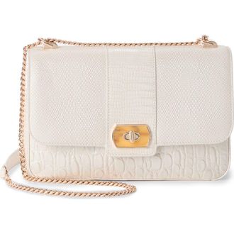 Brahmin Rosalie Embossed Leather Crossbody Bag in Sea Salt White at Nordstrom