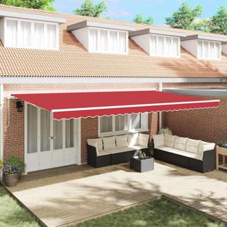 vidaXL Vidaxl - Toldo Retr&aacute;ctil Retr&aacute;ctil Rojo 600 X 350 Cm Poli&eacute;ster, Metal