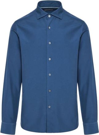 Canali Camisa Sport - Heren - Casual Overhemden - Blauw - XL - Katoen - Overhemden