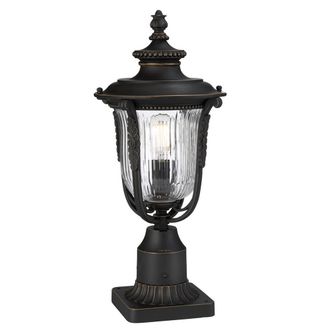Netlighting Luverne 1 Light Outdoor Pedestal Light Rubbed Bronze IP44 E27 in Brown