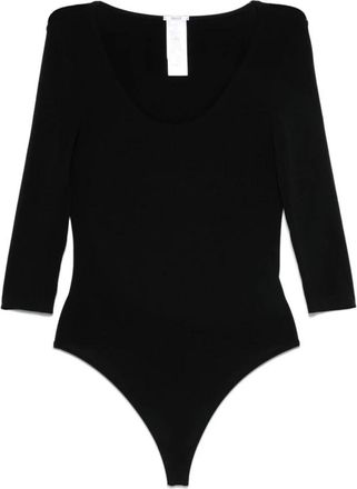 Wolford Body, female, Black, Size: L Black Top with Half-Length Sleeves