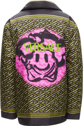 Versace 2021 Runway La Greca Graffiti Medusa Smiley green padded coat IT52 L