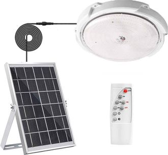 Trade Shop Trade Shop - L&aacute;mpara De Techo Solar Redonda 60w Sensor Crepuscular Regulable Mando A Distancia