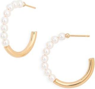 Ettika Faux Pearl Hoop Earrings in Gold at Nordstrom Rack