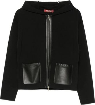 Max Mara Zip-through Sweater met capuchon - Dames - Vesten met rits - Zwart - L - Hoodies & sweatvesten