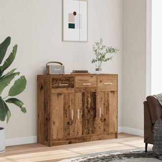 Berkfield Home Sideboard Old Wood 91x28x75 cm Engineered Wood in Brown | Size: 91 x 28 x 75 cm
