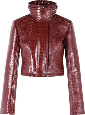 Sportmax Sportmax Sultan crop-jack in donkerrood lakleer met alligatorprint