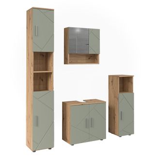 Vicco Conjunto De Muebles De Ba&ntilde;o Irma, Verde Salvia, 4 Partes, Vicco