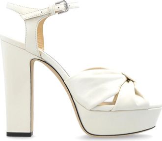 Jimmy Choo London Heloise 120 Platform Sandalen - Dames - Sandalen met hakken - Beige - 40 EU - Leer - Schoenen