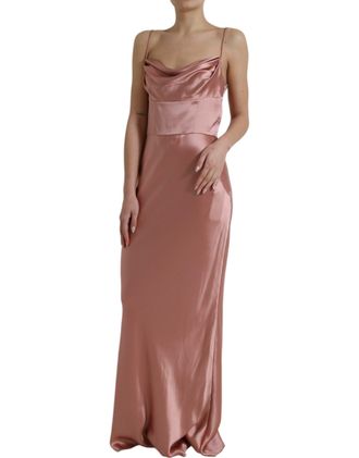 Dolce & Gabbana Womens Silk Cowl-Neck Spaghetti Strap Gown Pink