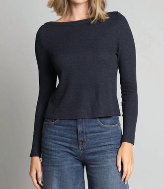 Lola & Sophie Waffle Knit Tee In Navy