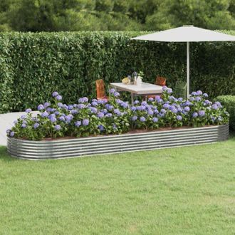 vidaXL Jardinera Arriate Acero Galvanizado Plata 450x140x36 Cm Vidaxl